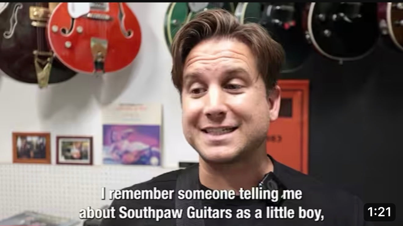 Cole from California came to visit Southpaw Guitars. #californialefty