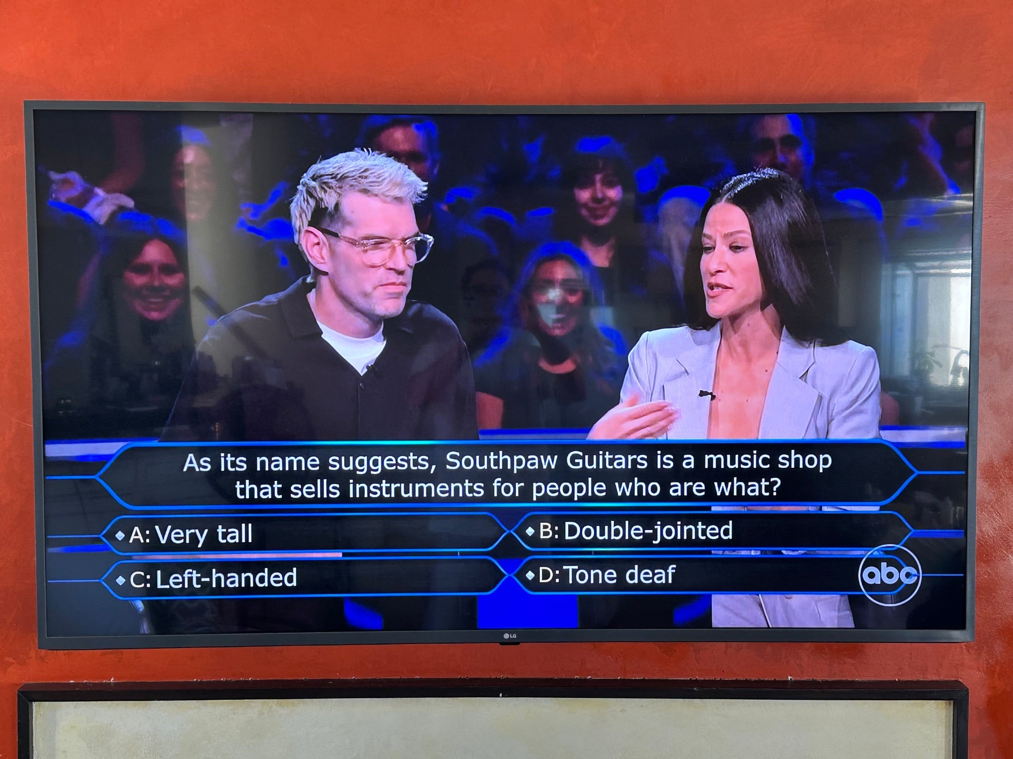 Southpaw Guitars was featured as a trivia question on October 14, 2026 on Who Wants to Be a Millionaire